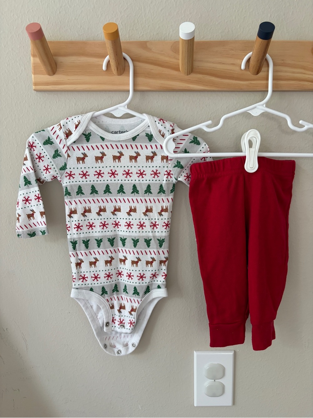 Carter's Red & White Holiday Reindeer Baby two-Piece set